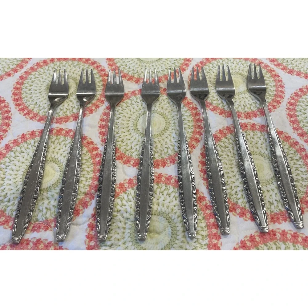Northland Oneida Love Story Stainless Flatware Cocktail Dessert‎ Forks Set Of 8
